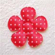 Satijnen polkadots bloem ~ L / 5 cm ~ Rood