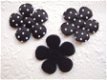 Satijnen polkadots bloem ~ M / 3,5 cm ~ Zwart - 2 - Thumbnail