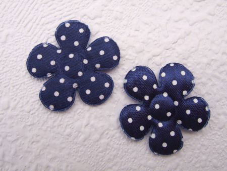 Satijnen polkadots bloem ~ M / 3,5 cm ~ Marine blauw - 1