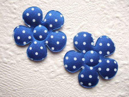 Satijnen polkadots bloem ~ M / 3,5 cm ~ Konings blauw - 1