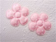 Satijnen polkadots bloem ~ M / 3,5 cm ~ Roze