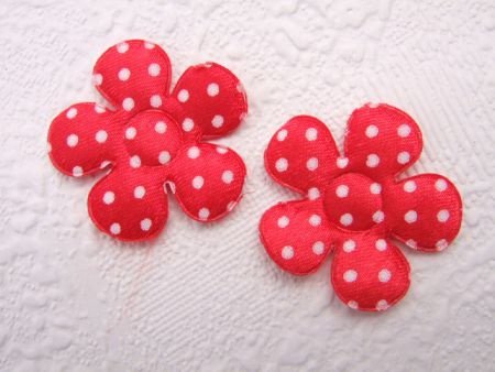 Satijnen polkadots bloem ~ M / 3,5 cm ~ Rood - 1