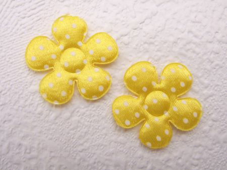 Satijnen polkadots bloem ~ M / 3,5 cm ~ Geel - 1