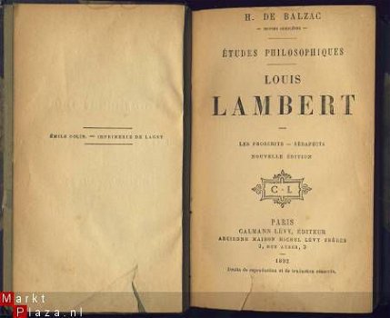 H. DE BALZAC**LOUIS LAMBERT**1892**CALMANN-LEVY - 2