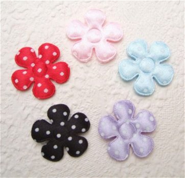 Satijnen polkadots bloemetje ~ S / 2,5 cm ~ Grijs - 2