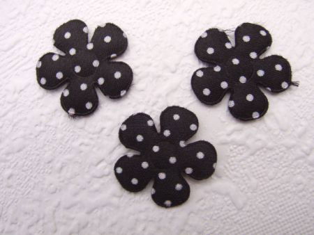 Satijnen polkadots bloemetje ~ S / 2,5 cm ~ Zwart - 1