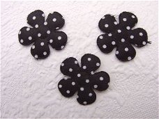 Satijnen polkadots bloemetje ~ S / 2,5 cm ~ Zwart