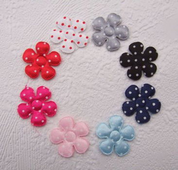 Satijnen polkadots bloemetje ~ S / 2,5 cm ~ Zwart - 2