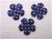 Satijnen polkadots bloemetje ~ S / 2,5 cm ~ Marine blauw - 1 - Thumbnail