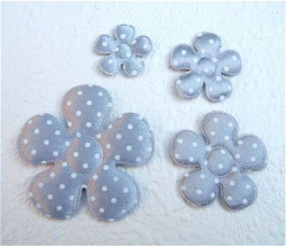 Satijnen polkadots bloemetje ~ S / 2,5 cm ~ Marine blauw - 3