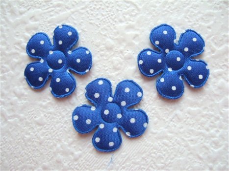 Satijnen polkadots bloemetje ~ S / 2,5 cm ~ Konings blauw - 1