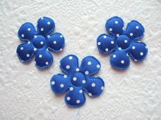 Satijnen polkadots bloemetje ~ S / 2,5 cm ~ Konings blauw
