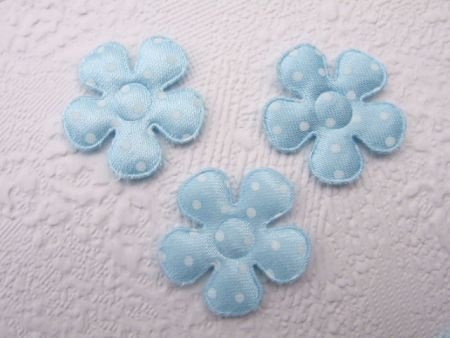 Satijnen polkadots bloemetje ~ S / 2,5 cm ~ Licht blauw - 1