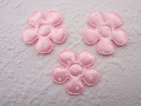 Satijnen polkadots bloemetje ~ S / 2,5 cm ~ Roze - 1