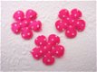 Satijnen polkadots bloemetje ~ S / 2,5 cm ~ Fuchsia roze - 1 - Thumbnail