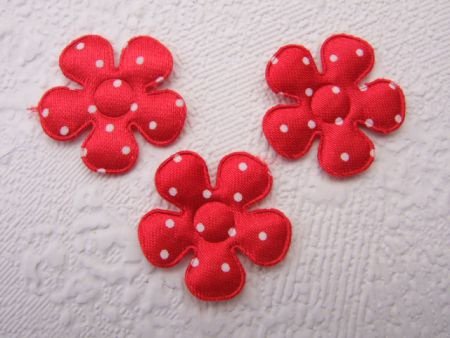 Satijnen polkadots bloemetje ~ S / 2,5 cm ~ Rood - 1