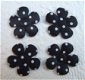 Satijnen polkadots bloemetje ~ XS / 2 cm ~ Zwart - 1 - Thumbnail