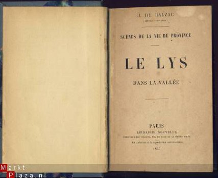 H. DE BALZAC**LE LYS DANS LA VALLEE*1857*LIBRAIRIE NOUVELLE - 2