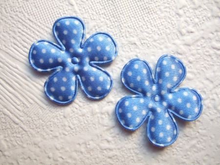 Satijnen polkadots bloem ~ 3,5 cm ~ Blauw - 1