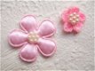 Satijnen polkadots bloem ~ 3,5 cm ~ Roze - 3 - Thumbnail