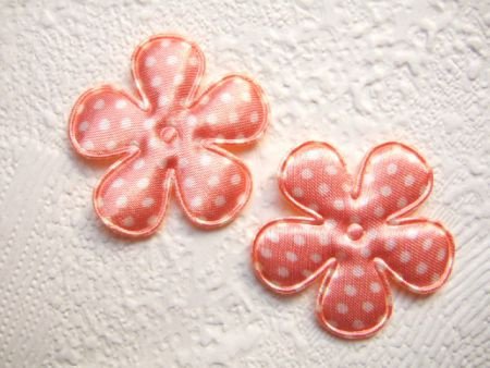 Satijnen polkadots bloem ~ 3,5 cm ~ Zalm roze - 1