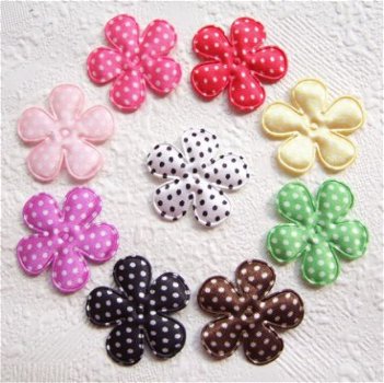 Satijnen polkadots bloem ~ 3,5 cm ~ Zwart - 2