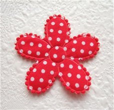 Grote katoenen polkadots bloem ~ 4,5 cm ~ Rood