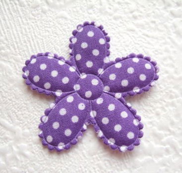 Grote katoenen polkadots bloem ~ 4,5 cm ~ Paars - 1