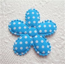 Grote katoenen polkadots bloem ~ 4,5 cm ~ Blauw