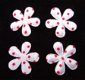 Satijnen polkadots bloemetje met smal blad ~ 2 cm ~ Wit / Rood - 1 - Thumbnail