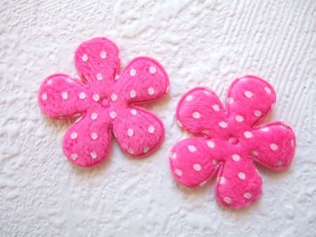 Velours polkadots bloem ~ 3,5 cm ~ Fuchsia roze - 1