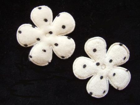 Velours polkadots bloem ~ 3,5 cm ~ Crème - 1