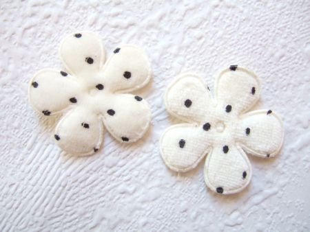 Velours polkadots bloem ~ 3,5 cm ~ Crème - 2