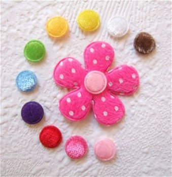 Velours polkadots bloem ~ 3,5 cm ~ Crème - 5