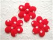 Mooi rood polkadots bloemetje ~ 3 cm - 1 - Thumbnail