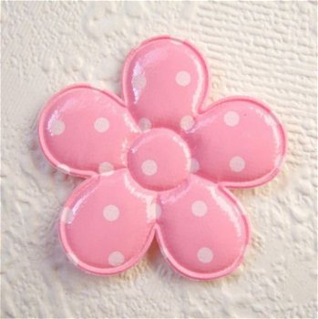 Grote polkadot bloem van vinyl ~ 5 cm ~ Roze - 2