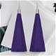 lange ibiza earrings kwast oorbellen paars met goud afwerking 1001oorbellen - 2 - Thumbnail