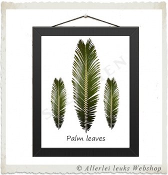 Poster met botanische print palm leaves 30x21cm A4 - 1