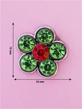 Bedel/ Charm 0058, Groen/rode bloem - 1