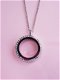 9002, Memory Glass Locket - Rond met Strass - Zilver incl ketting - 1 - Thumbnail