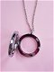 9002, Memory Glass Locket - Rond met Strass - Zilver incl ketting - 2 - Thumbnail