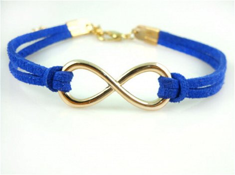 eindeloze liefde armband infinity goud eternity armbandje royaal blauw ME ribbon sieraad - 1