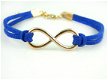 eindeloze liefde armband infinity goud eternity armbandje royaal blauw ME ribbon sieraad - 1 - Thumbnail
