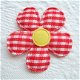 Geruite bloem met rond hartje ~ 3,5 cm ~ Rood / geel - 1 - Thumbnail