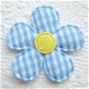 Geruite bloem met rond hartje ~ 3,5 cm ~ Blauw - 1 - Thumbnail