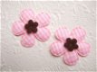 Geruite bloem met bloem hartje ~ 3,5 cm ~ Roze / bruin - 1 - Thumbnail