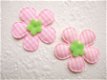 Geruite bloem met bloem hartje ~ 3,5 cm ~ Roze / groen - 1 - Thumbnail