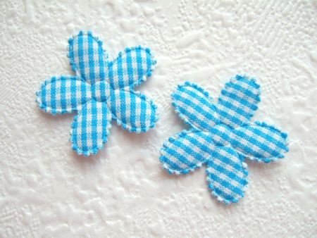 Geruit bloemetje met smaller blad ~ 3,5 cm ~ Blauw - 1