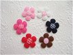 Vilt bloemetje met ruitjes hart ~ 2,5 cm ~ Fuchsia roze - 2 - Thumbnail