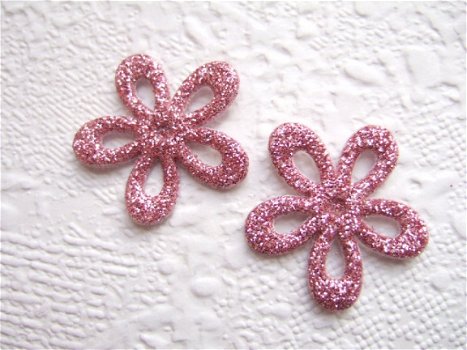 Opengewerkt glinster bloemetje ~ 2,5 cm ~ Lila roze - 1
